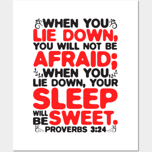 Proverbs 3:24 Your Sleep Will Be Sweet Posters and Art